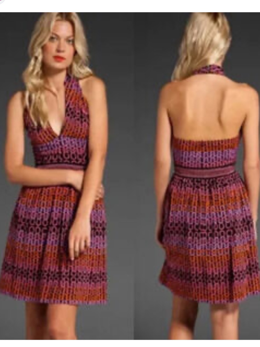 Trina Turk Purple and Orange Halter Dress